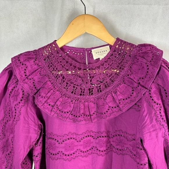Sezane Elsa Embroidered Eyelet Top Size 36 US 4 Small - Picture 7 of 9